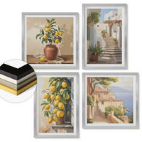 WANDBILDER 4er Set - 50x50 cm & 40x60 cm Silberner Rahmen - Lemon Streets Meerblick - Silberfarben, Kunststoff (50/50cm) - ArtPrintCave