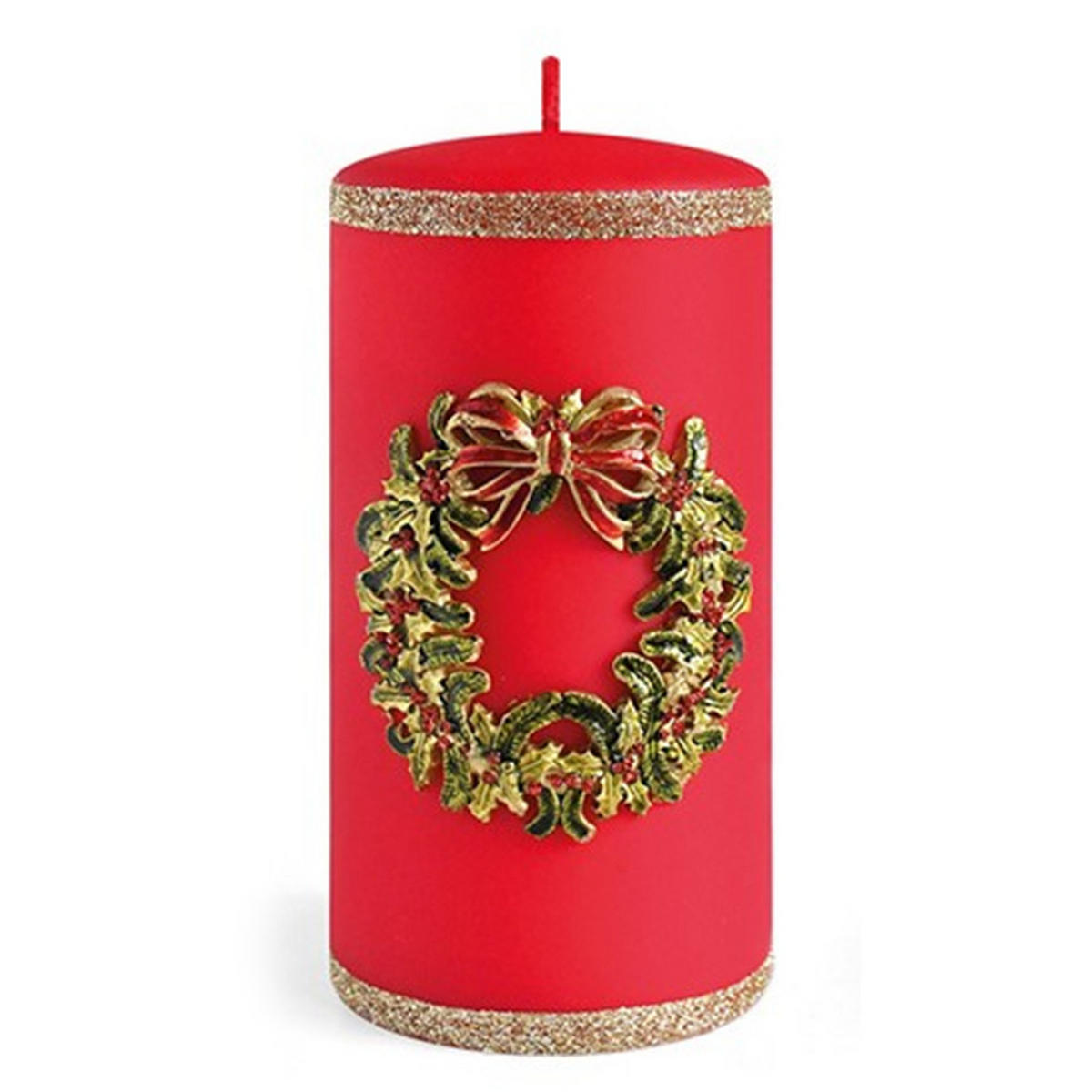 KERZE Blumenkrone Rot 7/7/10 cm Naturmaterial - Rot, Naturmaterialien (10cm) - Mondex
