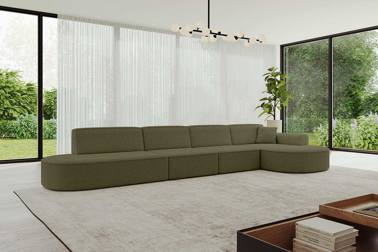 Thumbnail - Altdecor Ecksofa, Grün, Textil, 5-Sitzer, L-Form, Ottomane rechts, 413x171 cm, Wohnzimmer, Sofas & Couches, Wohnlandscha...
