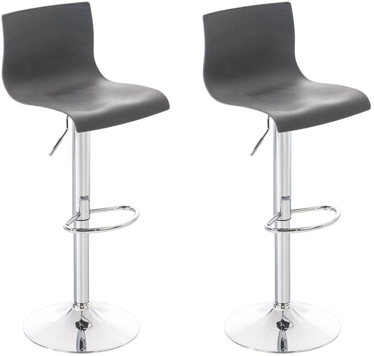 BARHOCKER 2er Set Kunststoff grau - Chromfarben/Grau, Kunststoff/Metall (39/84/36cm) - CLP
