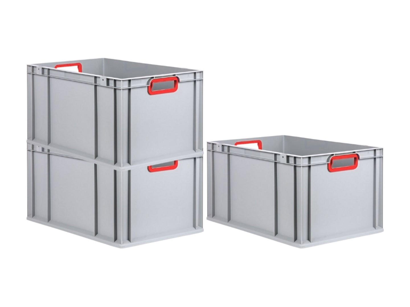 EUROBOX 3x Nextgen Color 32x40x60cm 65 Liter Griffe Rot Offen - Rot, Kunststoff (40/22/60cm) - PROREGAL