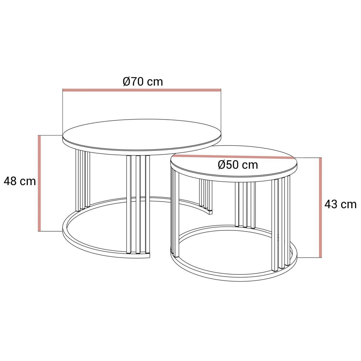 COUCHTISCH 2in1 LORI GLASS gebürstetes Gold, gebürstetes Gold / weißes Glas - Weiß, Metall (70/70/43cm) - Lookway