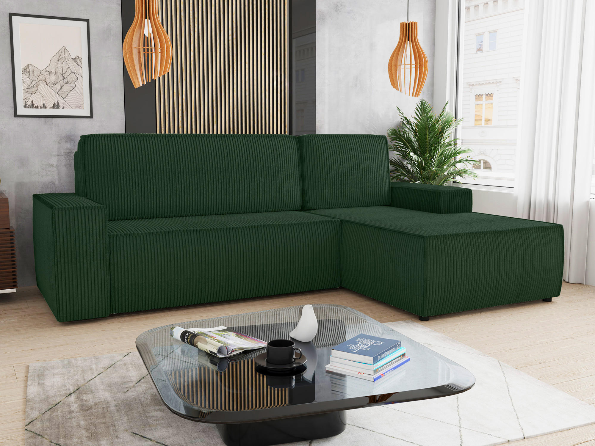 ECKSOFA Totti L, Seite: Rechts - Grün, Holz/Textil (246/144cm) - Sofnet