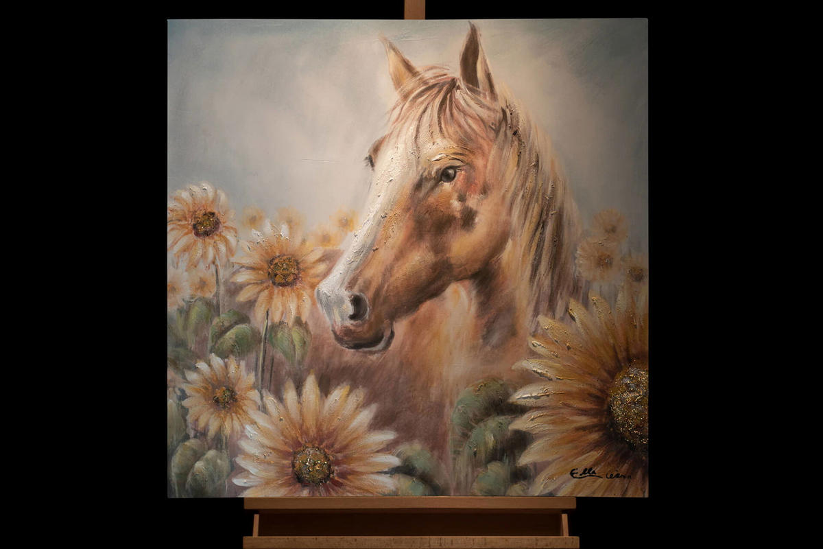 ACRYLBILD HANDGEMALT 80/80 cm - Gelb/Braun, Holz/Textil (80/80cm) - KUNSTLOFT