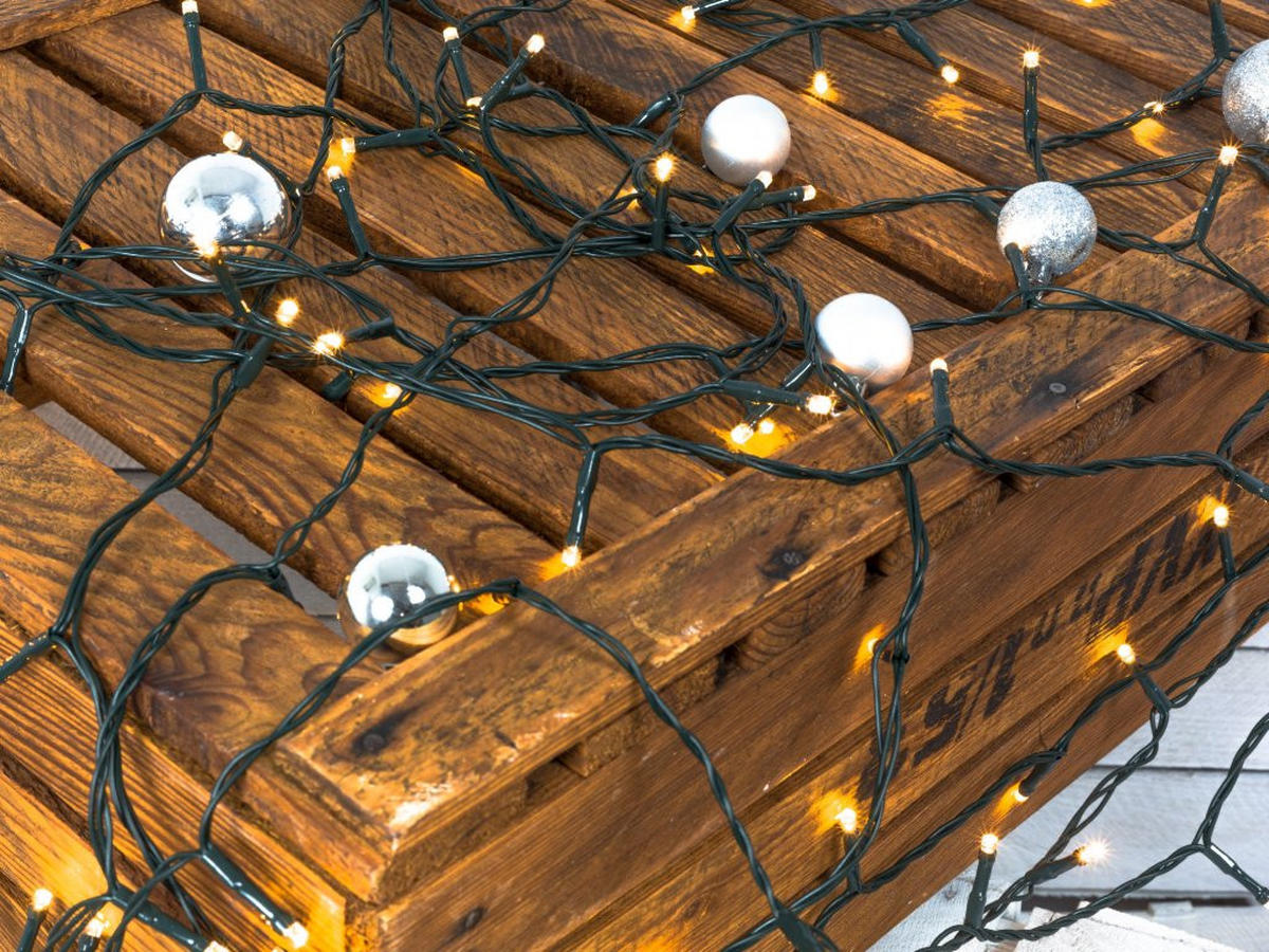 LED-LICHTERKETTE 50 m, Warmweiß, mit Timer, für Innen- und Außenbereich - Weiß, Kunststoff/Metall (5000cm) - LAALU