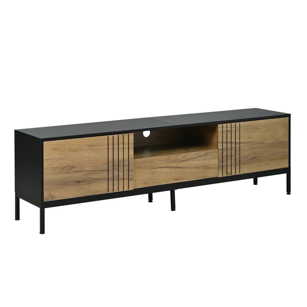 TV-LOWBOARD holzoptik & schwarz - Eichefarben, Holzwerkstoff (170/50/35cm) - Urban Meuble