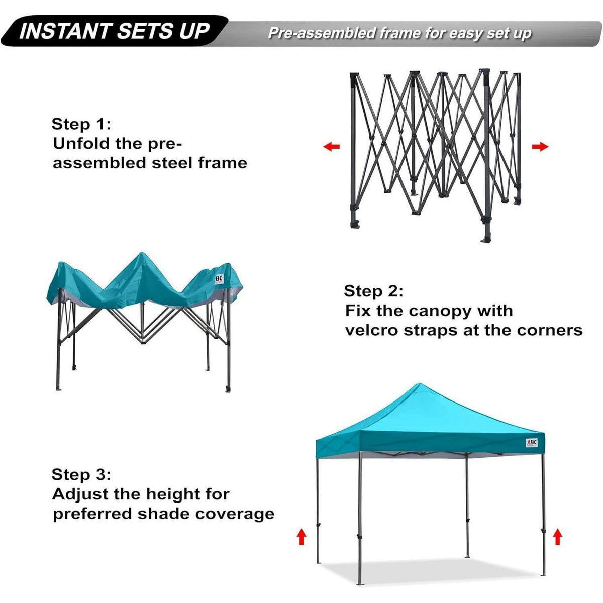 PAVILLON Pop-Up 2,5 x 2,5 m Türkis Wasserdicht - Türkis, Textil (243.8/322.6/243.8cm)