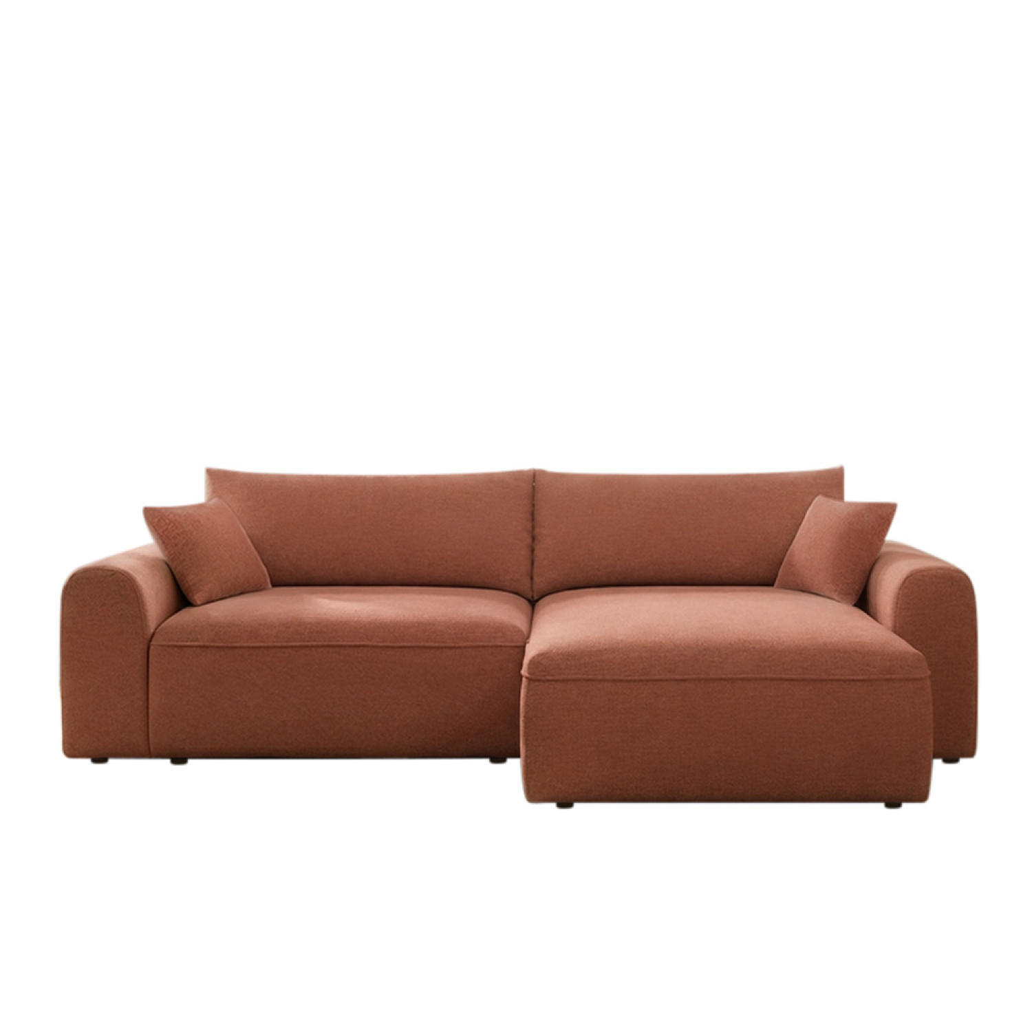 ECKSCHLAFSOFA BELAIR in Terrakotta mit Bettkasten und Bouclé-Bezug - Terracotta, Holz - Concept Usine