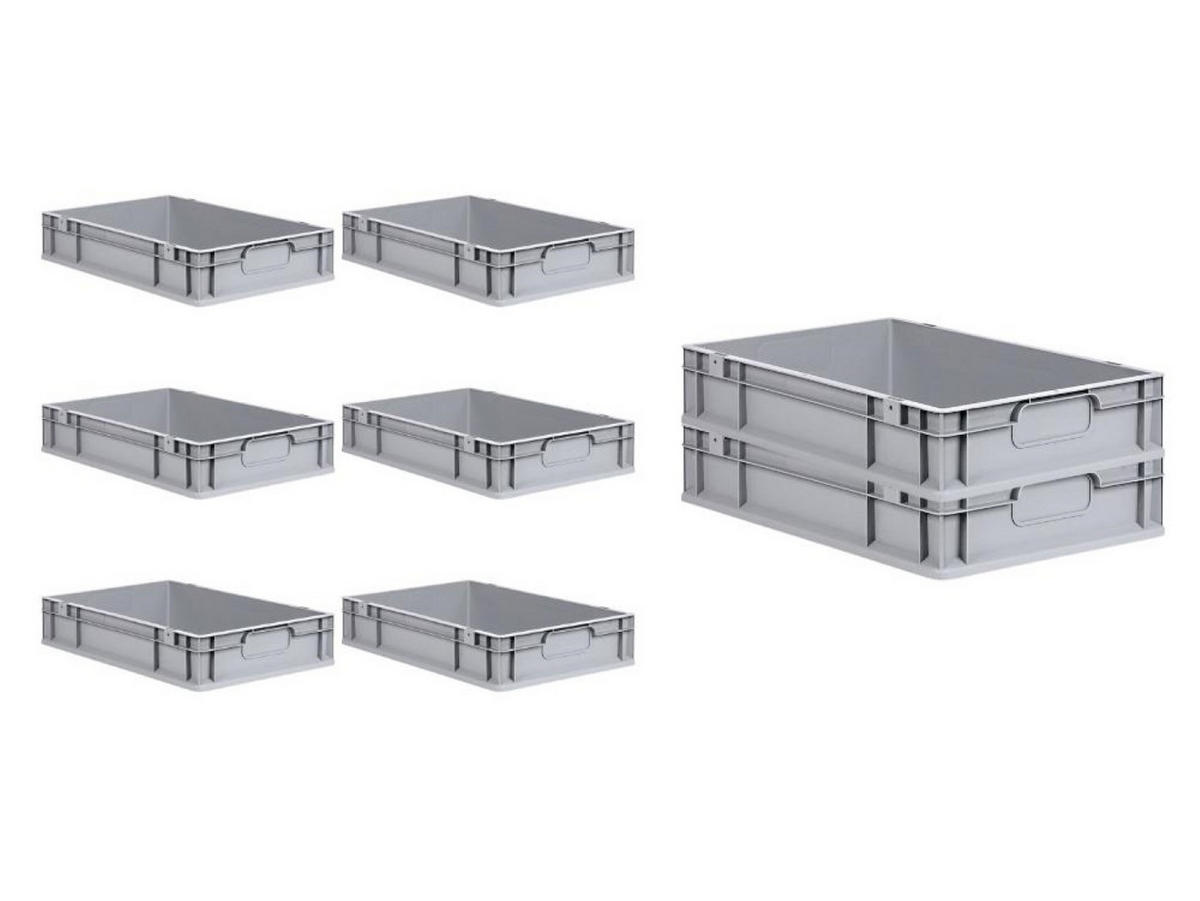 EUROBOX 8x Nextgen Economy Griffe Geschlossen 12x40x60cm 23 Liter - Grau, Kunststoff (40/12/60cm) - PROREGAL