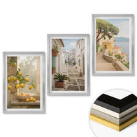 WANDBILDER 3er Set - 40x60 cm Silberner Rahmen - Blick aus dem Fenster auf einen Zitrusbaum - Silberfarben, Kunststoff (40/60cm) - ArtPrintCave