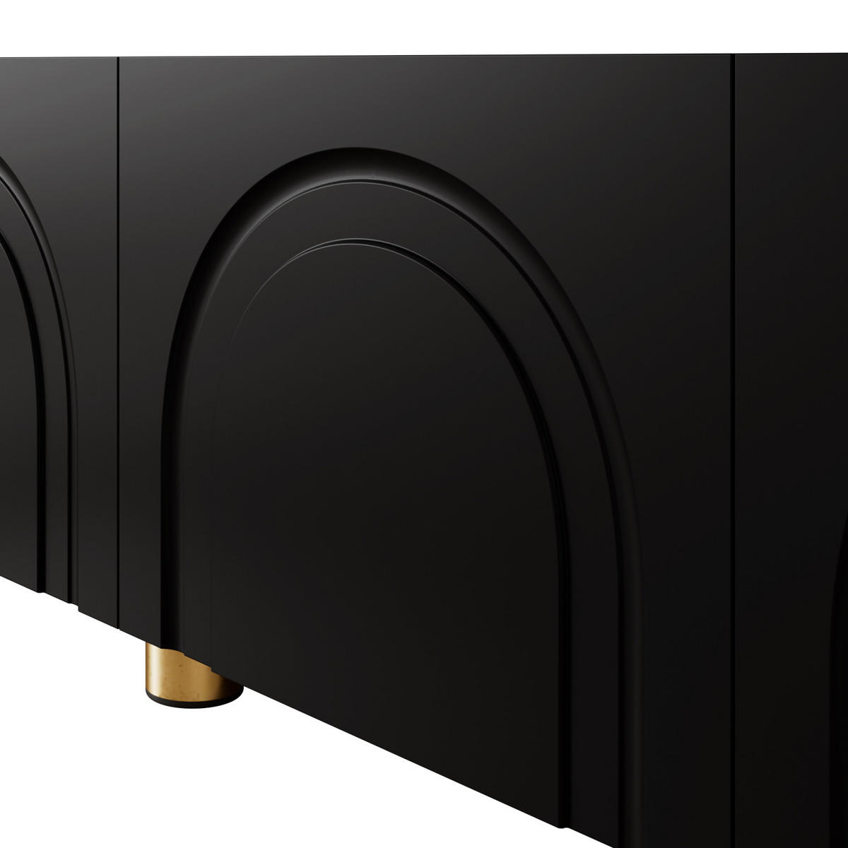TV-LOWBOARD 180 x 35 x 40 cm, 4 Türen, Relieffront, Metallfüße, Schwarz - Schwarz, Holzwerkstoff (180/40/35cm)