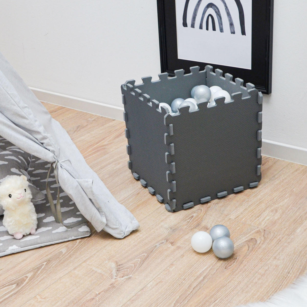 SPIELMATTE ab Null - 90 cm Baby Puzzlematte Grau - Grau, Kunststoff (30/30cm) - Littletom