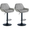 BARHOCKER 2er Set Samt Grau - Schwarz/Grau, Textil/Metall (51/89/52cm) - CLP