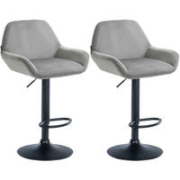 BARHOCKER 2er Set Samt Grau - Schwarz/Grau, Textil/Metall (51/89/52cm) - CLP