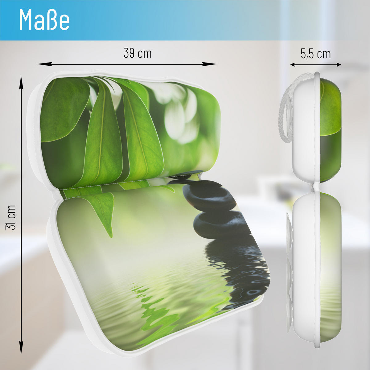 BADEWANNENKISSEN Harmony - Grün, Kunststoff (39/5.5cm) - Sanilo