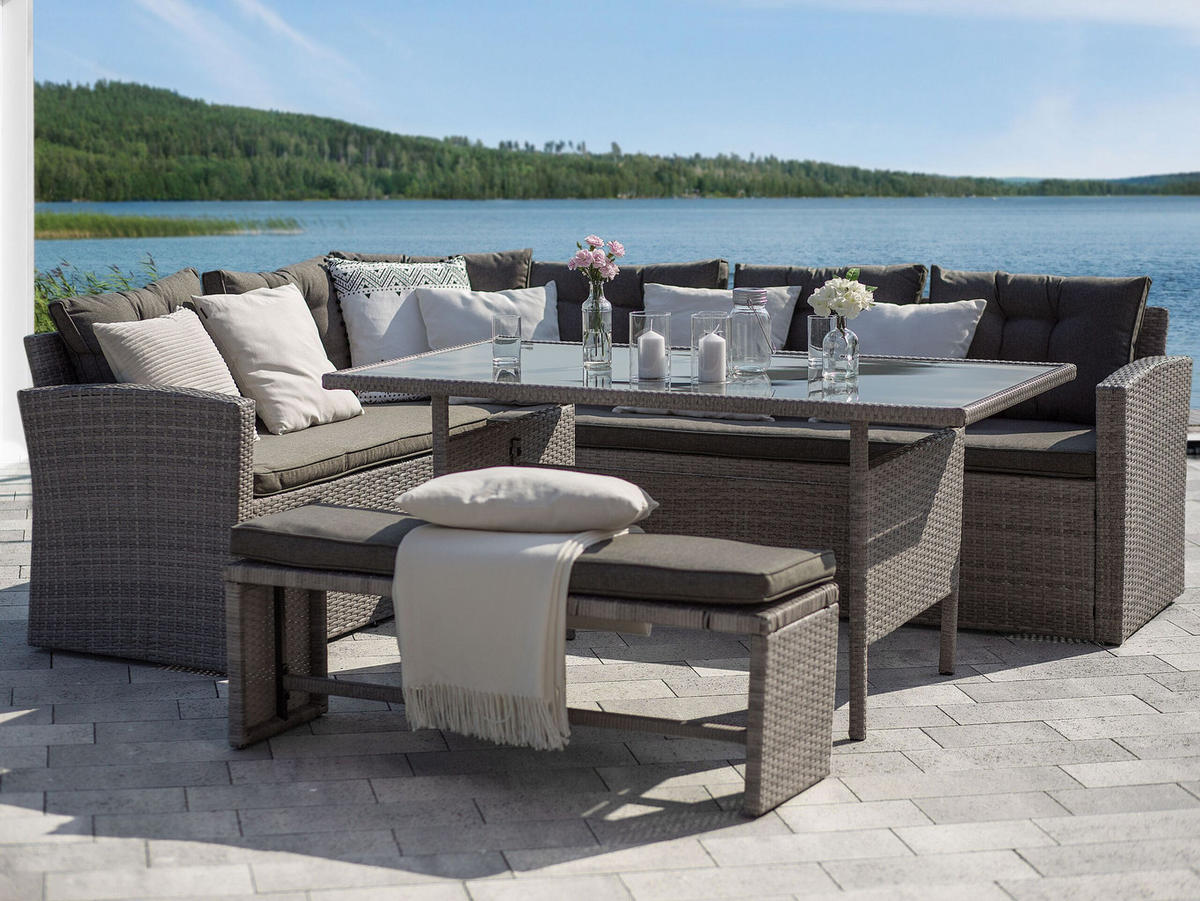 GARTENTISCH Grau Viterbo - Grau, Kunststoff (145/80/74cm) - Beliani