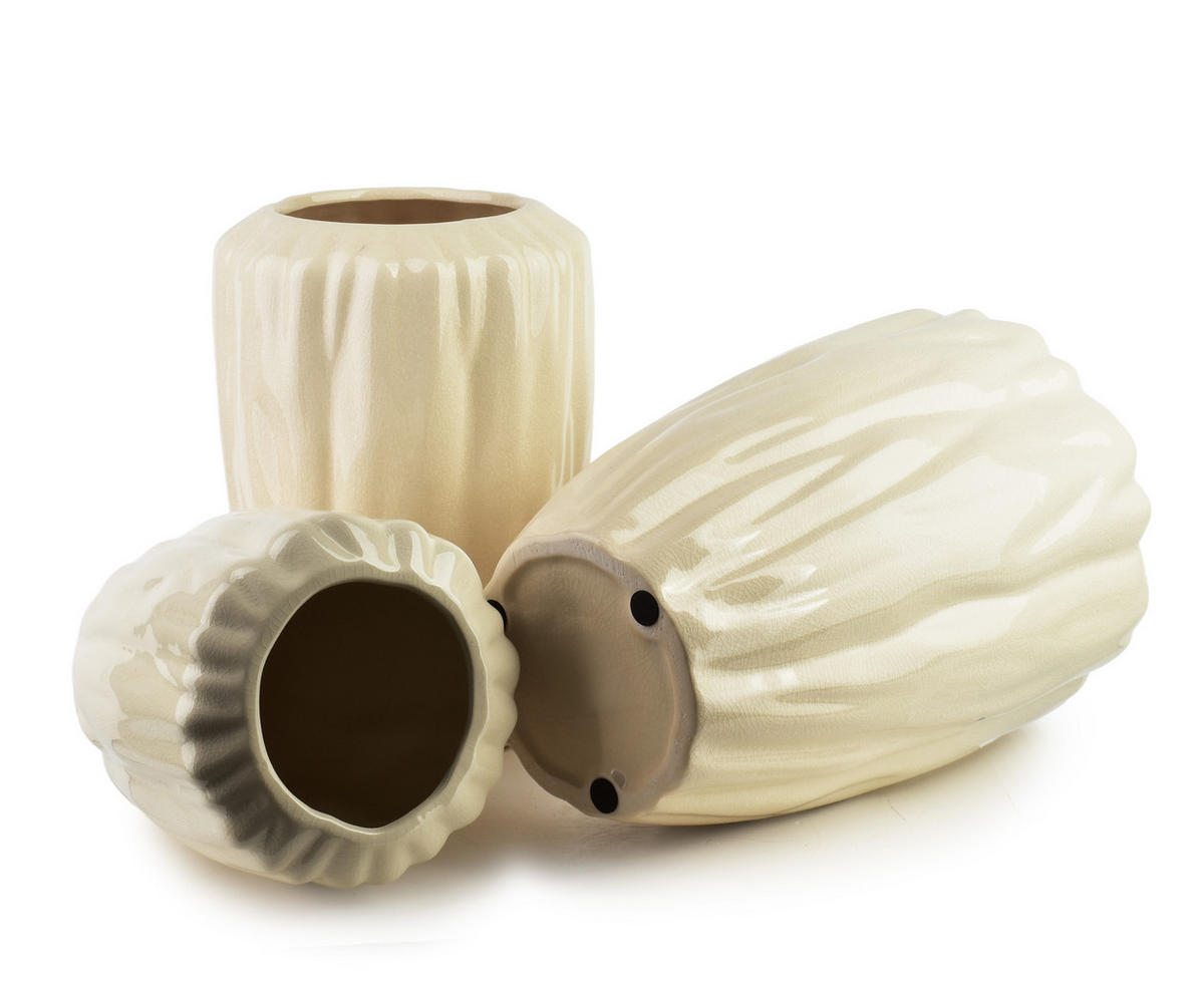 VASE Manon Beige 18/18/26 cm Keramik - Beige, Keramik (26cm) - Mondex