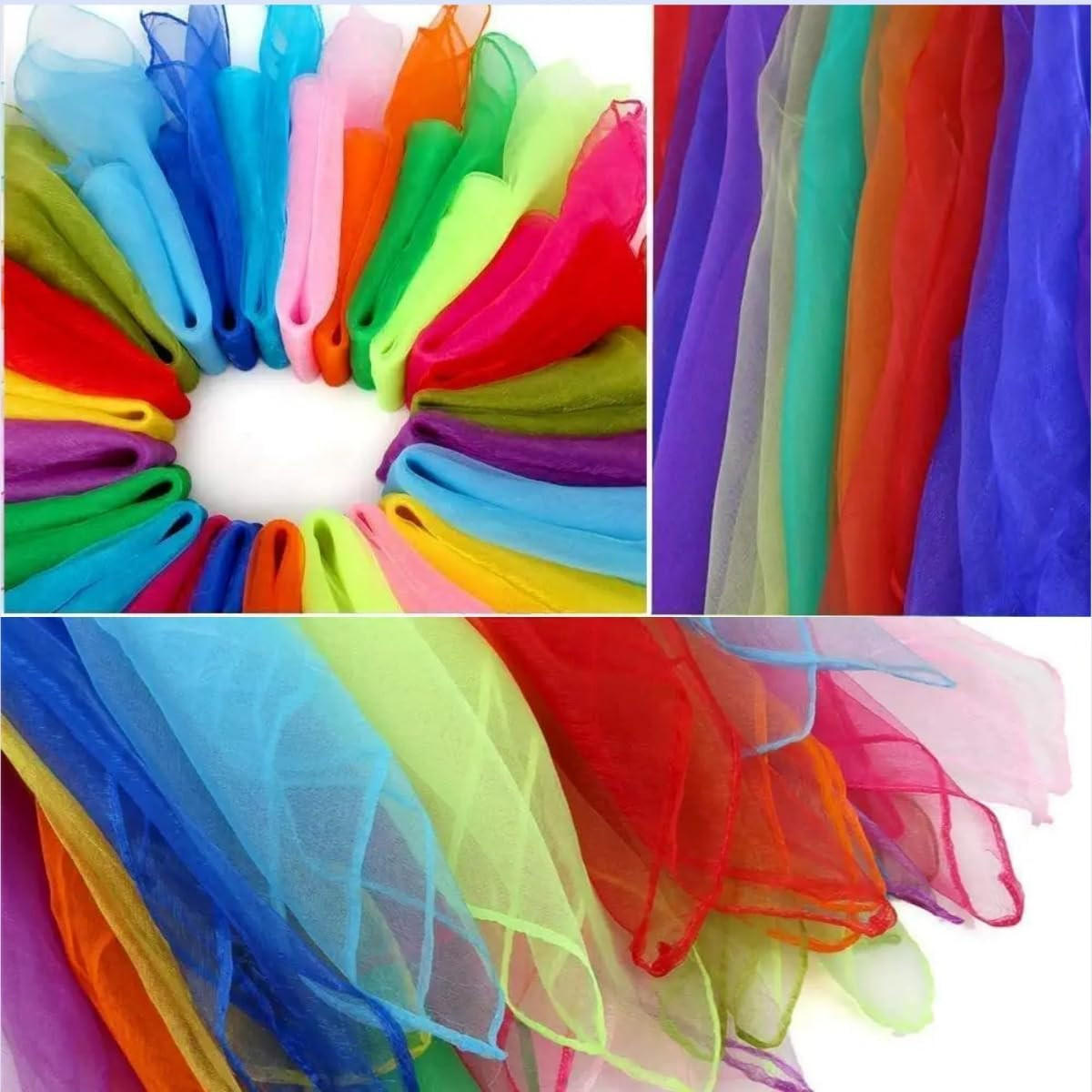 JONGLIERTÜCHER 24 Stück 60x60 cm Bunte Seidentücher Tanz Tücher Kinder - Multicolor, Textil (60/1/60cm)