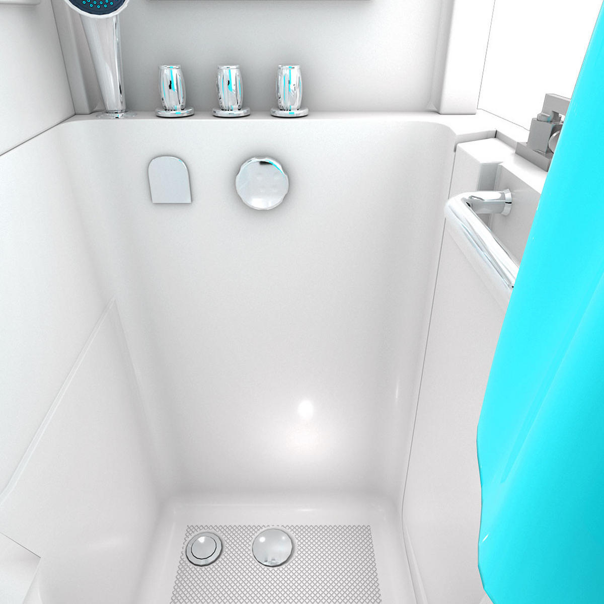 SENIORENDUSCHE Wanne Tür S08D-TH-A-L - Weiß, Glas/Kunststoff (68/110/205cm) - AcquaVapore by Sandra Jentho