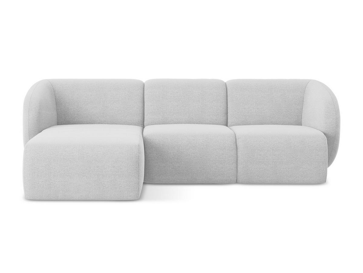 ECKSOFA Links Bouclé Stoff Grau - Silberfarben/Schwarz, Holzwerkstoff/Kunststoff (248/166cm) - Makamii