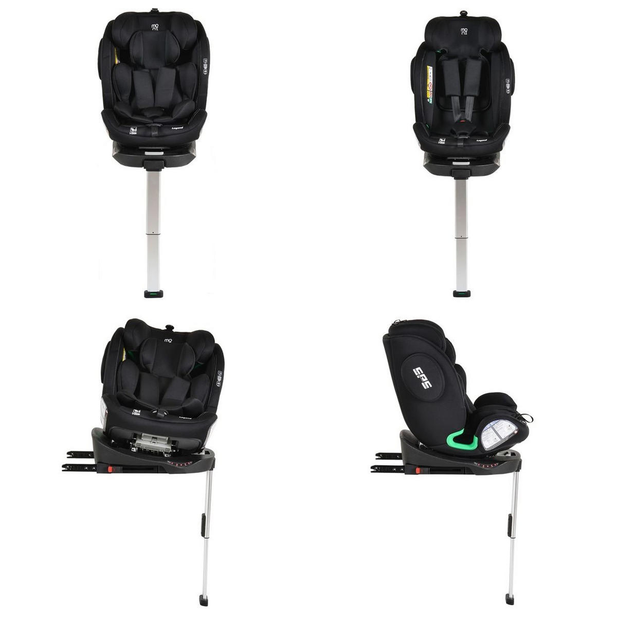KINDERSITZ Legend i-Size schwarz (40-150cm) Isofix 360 Grad-Drehung Stützbein SPS - Schwarz, Kunststoff (46/60/50cm) - Moni