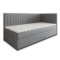BOXBETT ARIS 80x200 cm mit Matratze und Topper, H2+H3 - Grau - Grau, Holz (80/200cm) - MASSENO