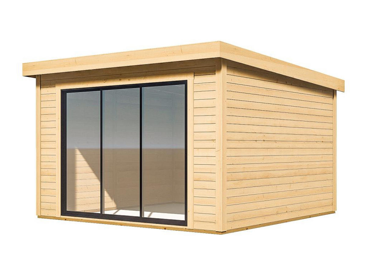 GARTEN-HOLZHAUS - 15,3 m² - Stärke 28 mm - CANOPIA - Naturfarben, Glas (360/232/354cm) - Vente-Unique