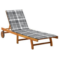 SONNENLIEGE mit Auflage Akazie Massivholz - Grau, Holz (59/85/200cm) - furnicato
