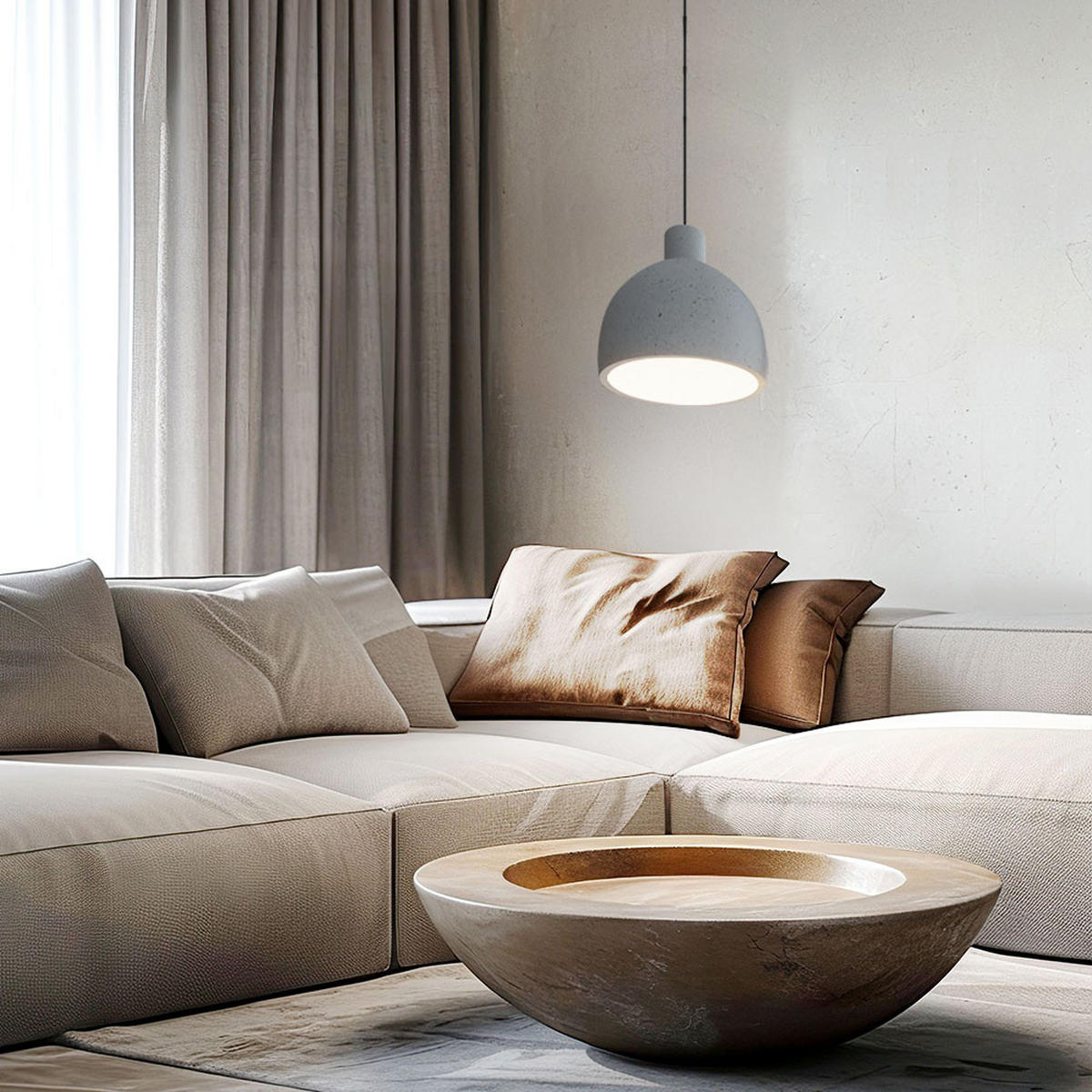 LED HÄNGELEUCHTE Beton Weiß Kuppel - Weiß, Stein (28/28/100cm)