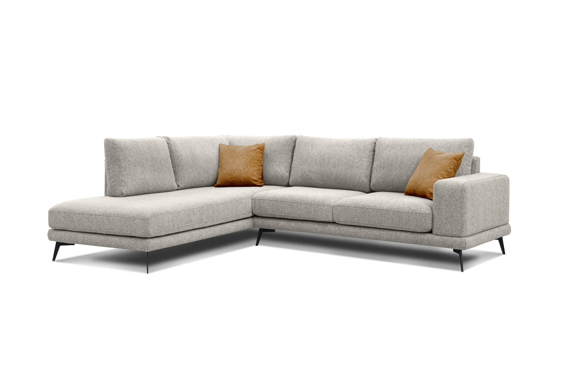 ECKSOFA MEDIOLANE 5-Sitzer, hellgrau - Hellgrau, Holzwerkstoff/Textil (219/282cm) - Courtois Laville