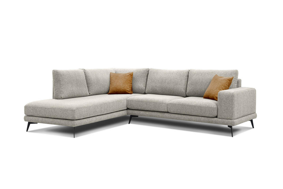 ECKSOFA MEDIOLANE 5-Sitzer, hellgrau - Hellgrau, Holzwerkstoff/Textil (219/282cm) - Courtois Laville
