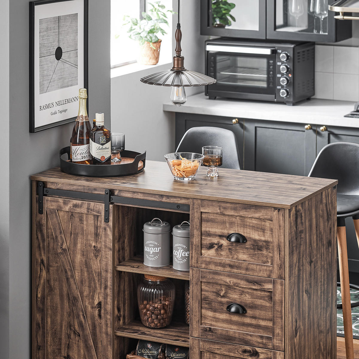 KÜCHENINSEL Vintagebraun - Braun, Holzwerkstoff (110/90/50cm) - SoBuy