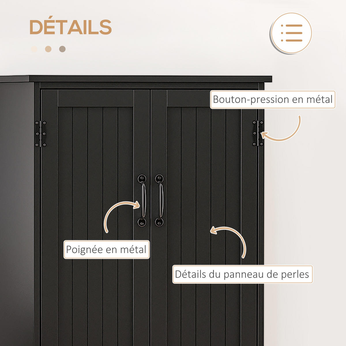 HIGHBOARD DE-10978 2 Türen & 3 verstellbare Böden Schwarz - Schwarz, Holzwerkstoff (30/123/60cm) - ComfortXL