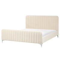 BETT mit Lattenrost 160/200 cm Samtstoff Hellbeige Lunan - Beige, Textil (160/200cm) - Beliani