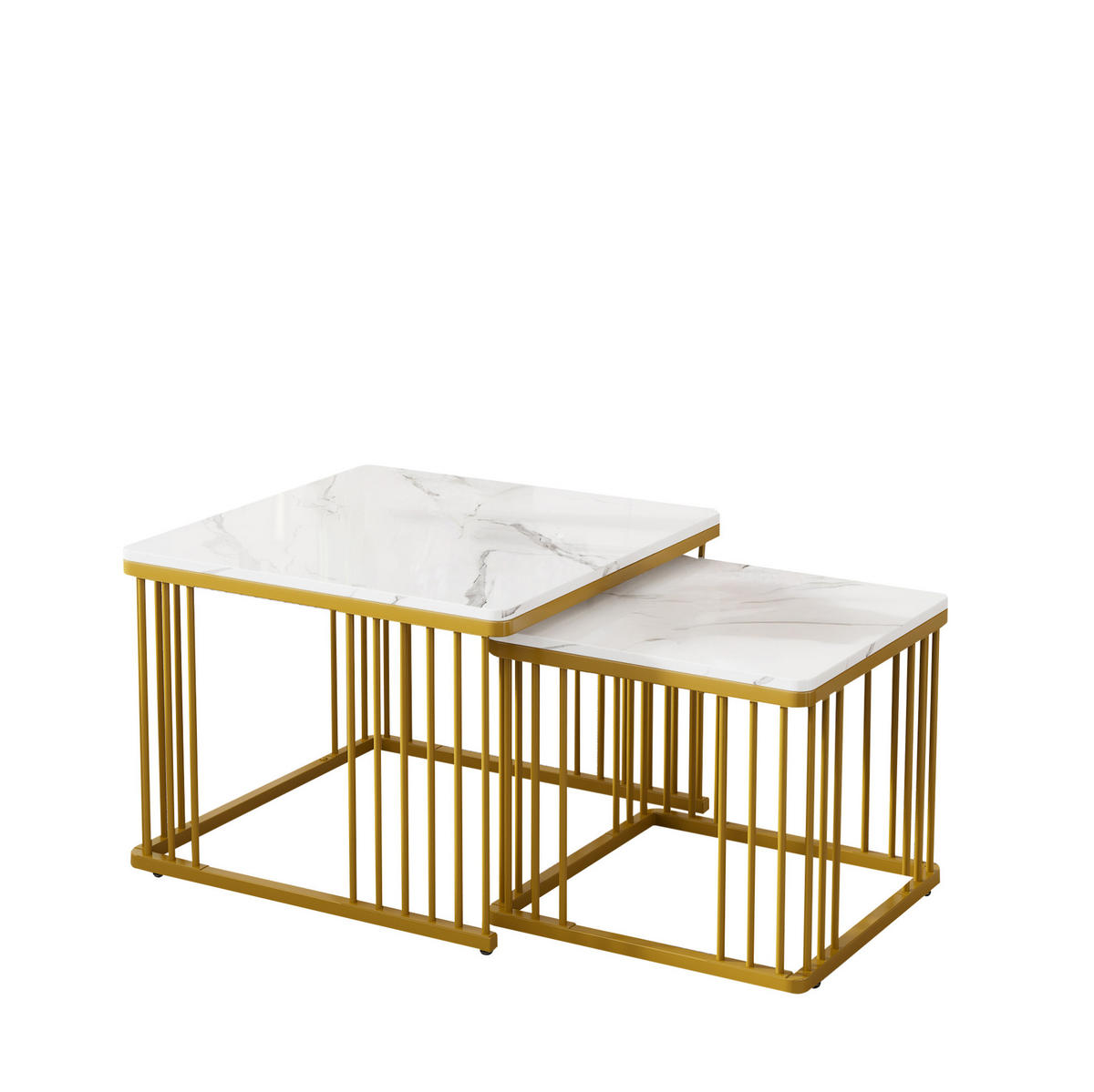 COUCHTISCH aus MDF 60x60x45 & 45x45x40 cm in Weiß - Weiß, Holzwerkstoff (60/60/45cm) - Modfu