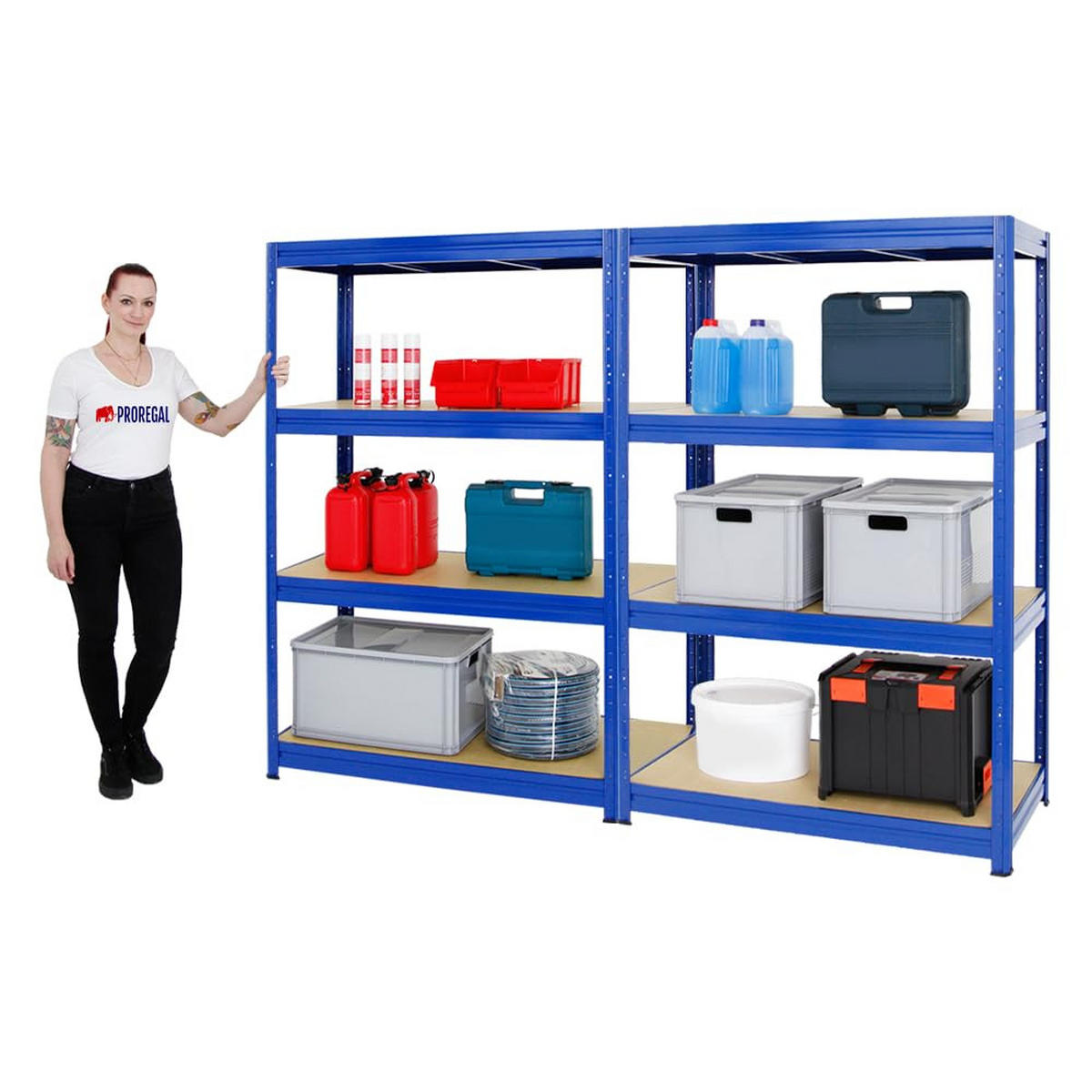 SCHWERLASTREGAL Dino 2er-Set mit 2x 180x120x60 cm Fachlast 600 kg Blau - Blau, Metall (240/180/60cm) - PROREGAL