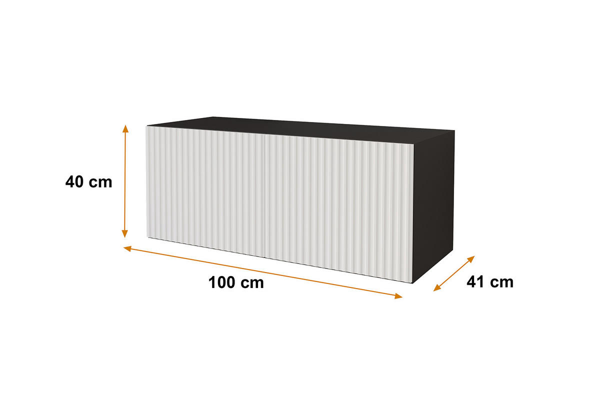 LOWBOARD NOA-2-W 100x40x41 cm - Schwarz / Weiß - Weiß, Holzwerkstoff (100/40/41cm) - ALTDECOR