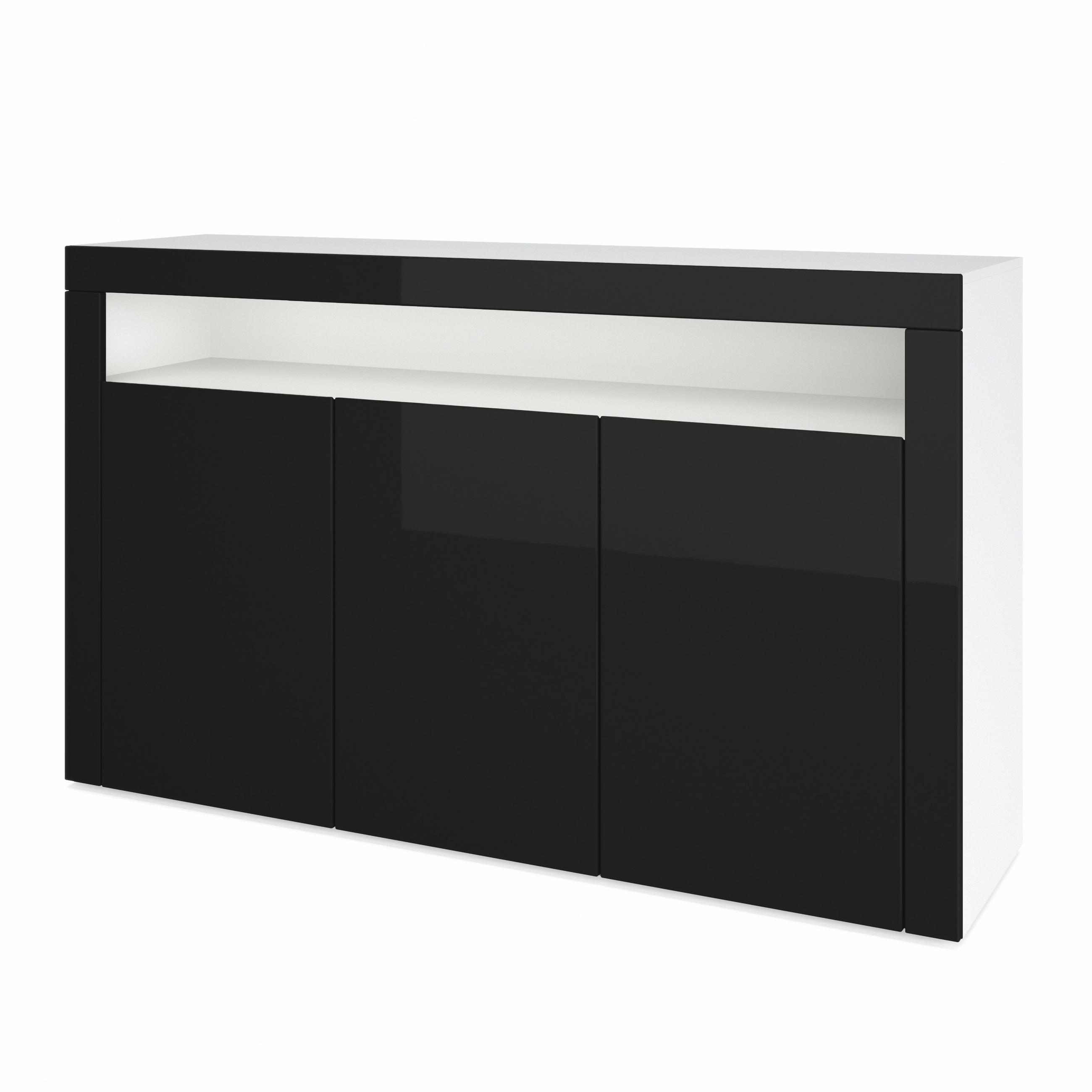Vladon Sideboard Schwarz Hochglanz 155x92x40 cm