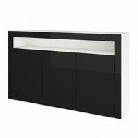 SIDEBOARD Valencia Schwarz Hochglanz / Schwarz Hochglanz - Schwarz Hochglanz, Holzwerkstoff (155/92/40cm) - Vladon