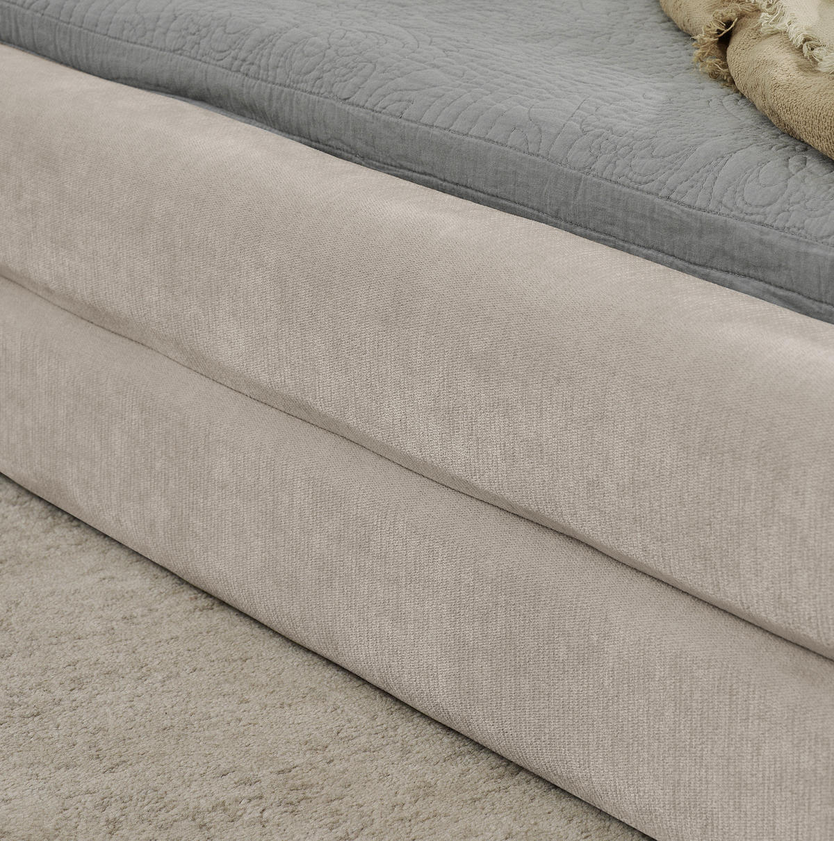 POLSTERBETT 160/200 cm mit ergonomischem Kopfteil und Chenillebezug, Beige - Beige, Kunststoff (160/200cm) - Redom