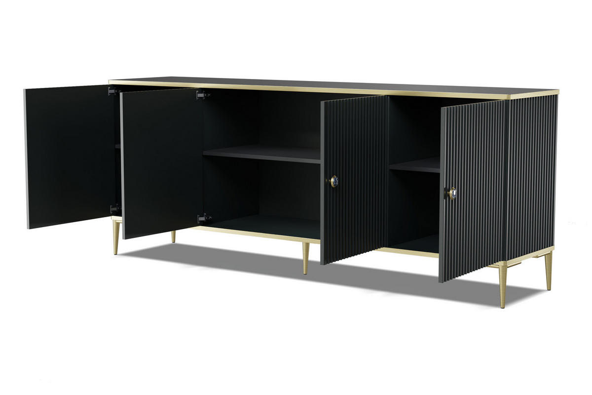 KOMMODE Schwarz, Gold 182/73/40 - Schwarz, Holzwerkstoff (182/73/40cm) - RAUMHIRSCH FURNITURE