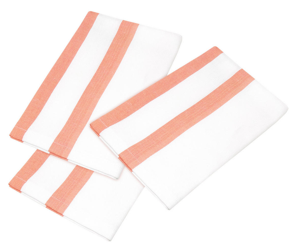 GESCHIRRTÜCHER Halbleinen 50x70 cm, 3er Set, Orange - Weiß - Weiß/Orange, Textil (50/70cm) - Lashuma