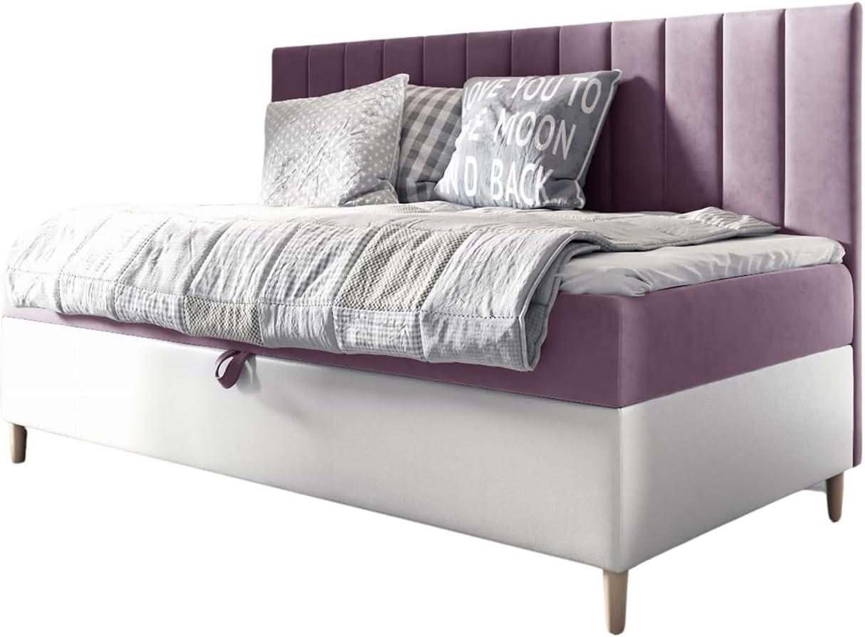 KINDERBETT MAYA 2 - Lila/Weiß, Holzwerkstoff (102/202cm) - Meblini