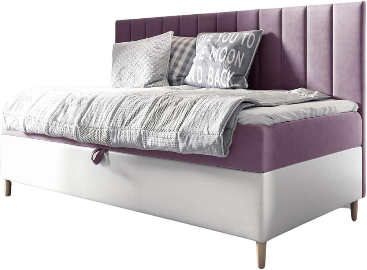 KINDERBETT MAYA 2 - Lila/Weiß, Holzwerkstoff (102/202cm) - Meblini