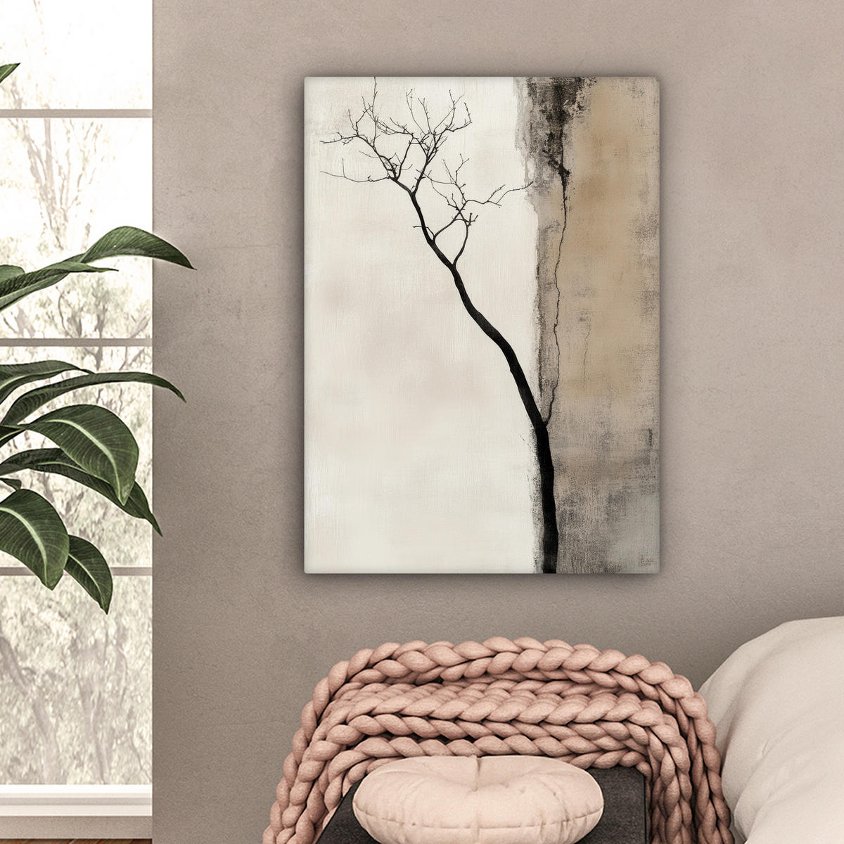 LEINWANDBILD Wabi sabi - Pflanze - Beige 60x80 cm - Taupe, Textil (60/80cm) - MuchoWow