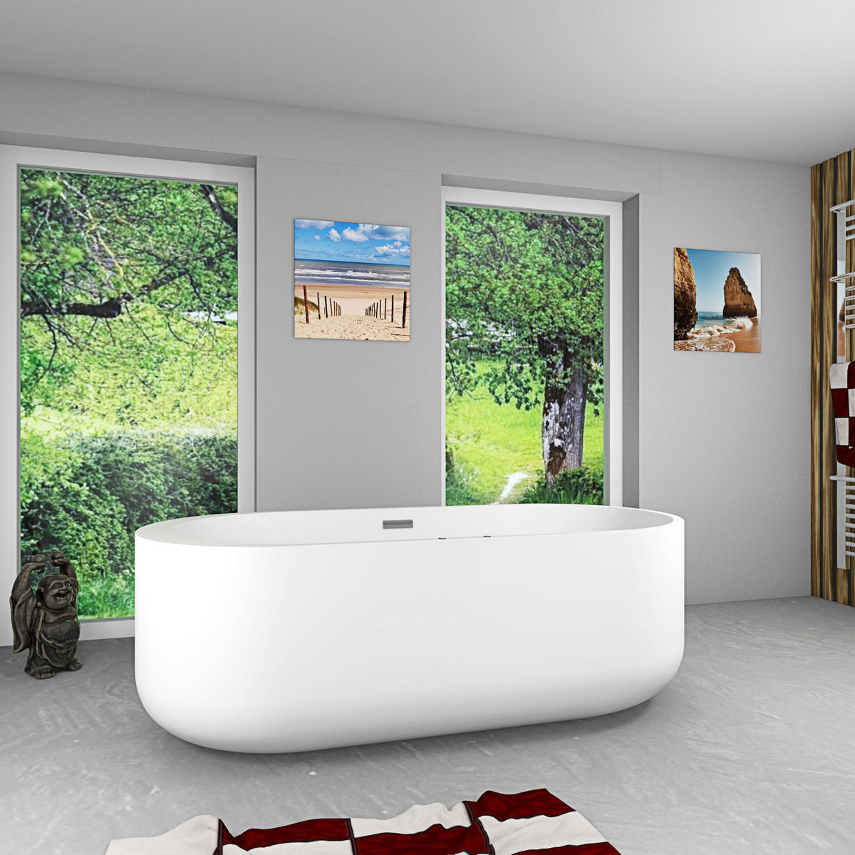 FREISTEHENDE Badewanne Wanne F26 170x80cm Whirlpool Luft & Wasser - Weiß, Glas/Kunststoff (80/58/170cm) - AcquaVapore by Sandra Jentho