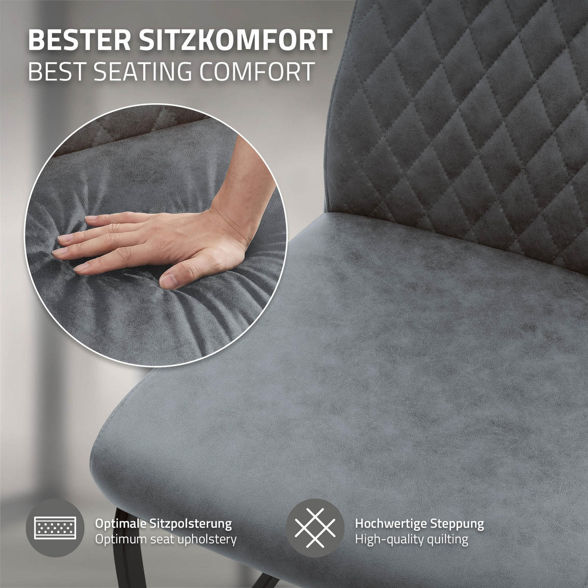 JÍDELNÍ ŽIDLE, sada 2 ks, židle s volným podnožím z umělé kůže, antracitové, s ocelovým rámem - černá/antracitová, kov/textil (56/101/56cm) - ML-DESIGN