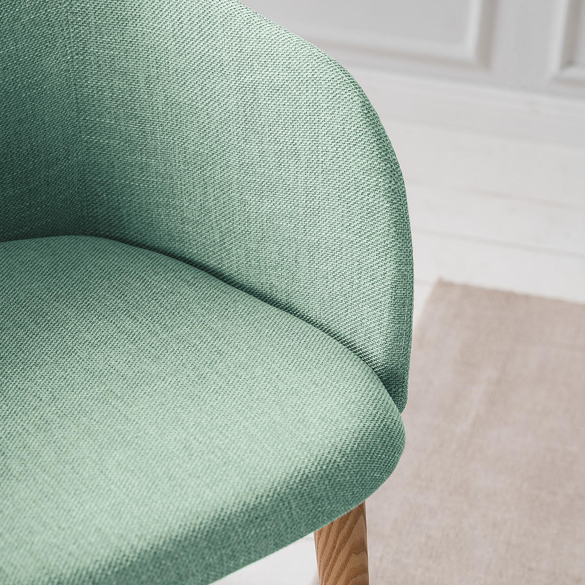 ARMLEHNENSTUHL - Webstoff / Esche massiv - Mintgrün, Textil (54/82/60cm) - home24