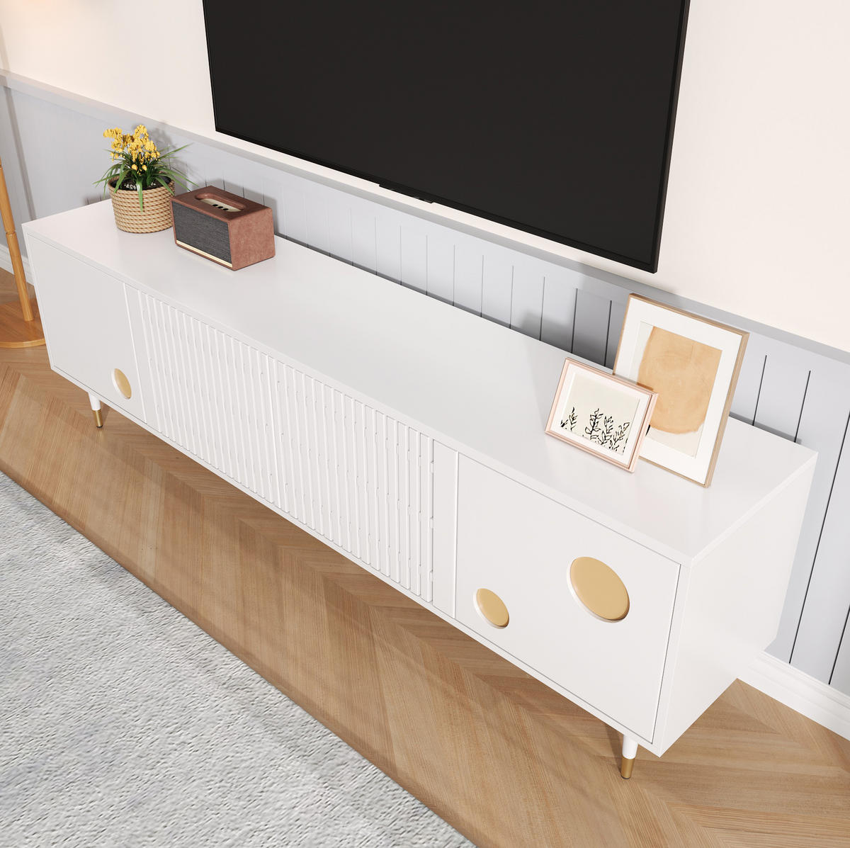 LOWBOARD 170/36/54 cm Weiß aus MDF mit 4 Türen - Weiß, Holzwerkstoff (36/54/170cm) - OKMYHOME