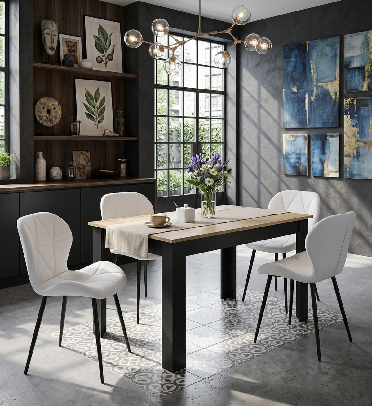 STUHL Weiß 46x53 cm MANGO Öko-Leder 4 Stück - Weiß, Kunststoff (46/49/53cm)